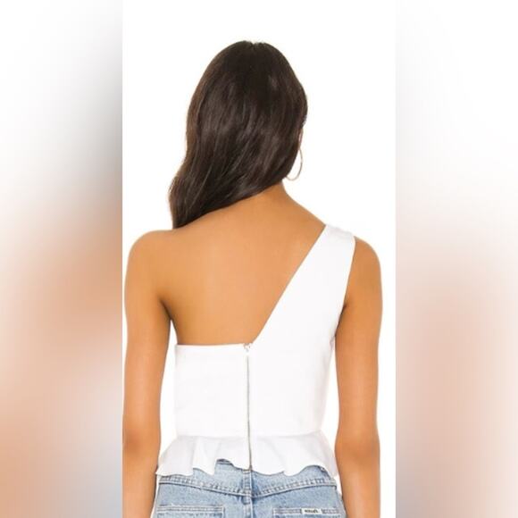 Revolve Superdown Small White Karlie One Shoulder top crop Romantic going out - Picture 6 of 12